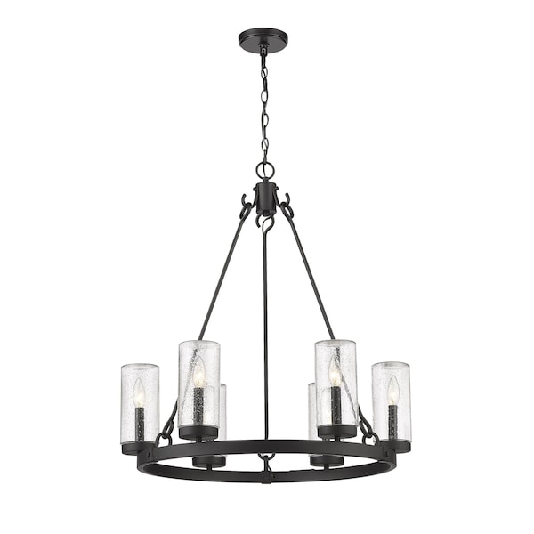 Z-Lite Marlow 6 Light Outdoor Pendant, Matte Black And Seedy 589-6BK - main